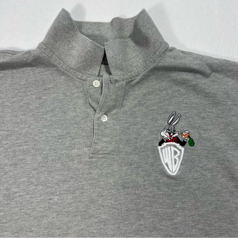 Vintage 1991 Bugs Bunny WB Polo Shirt XL Gray - Picture 3 of 9